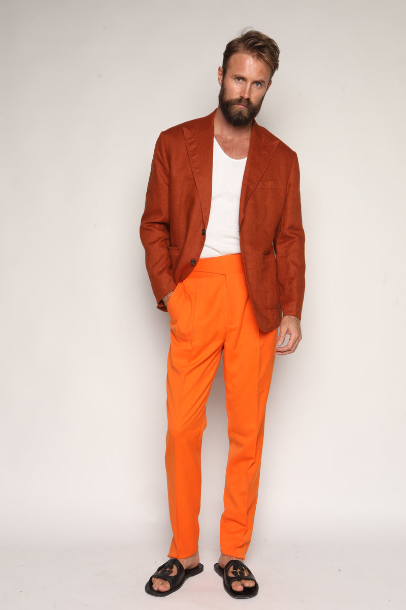 Gio High Waist Ghurka Trousers Orange Cotton