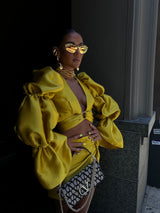 Aurieta Dramatic Sleeve Top Mustard Yellow