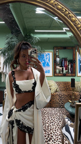 Rio Bandita Top Ivory with Black Lace