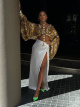Nammos Kimono Top Gold Python Print