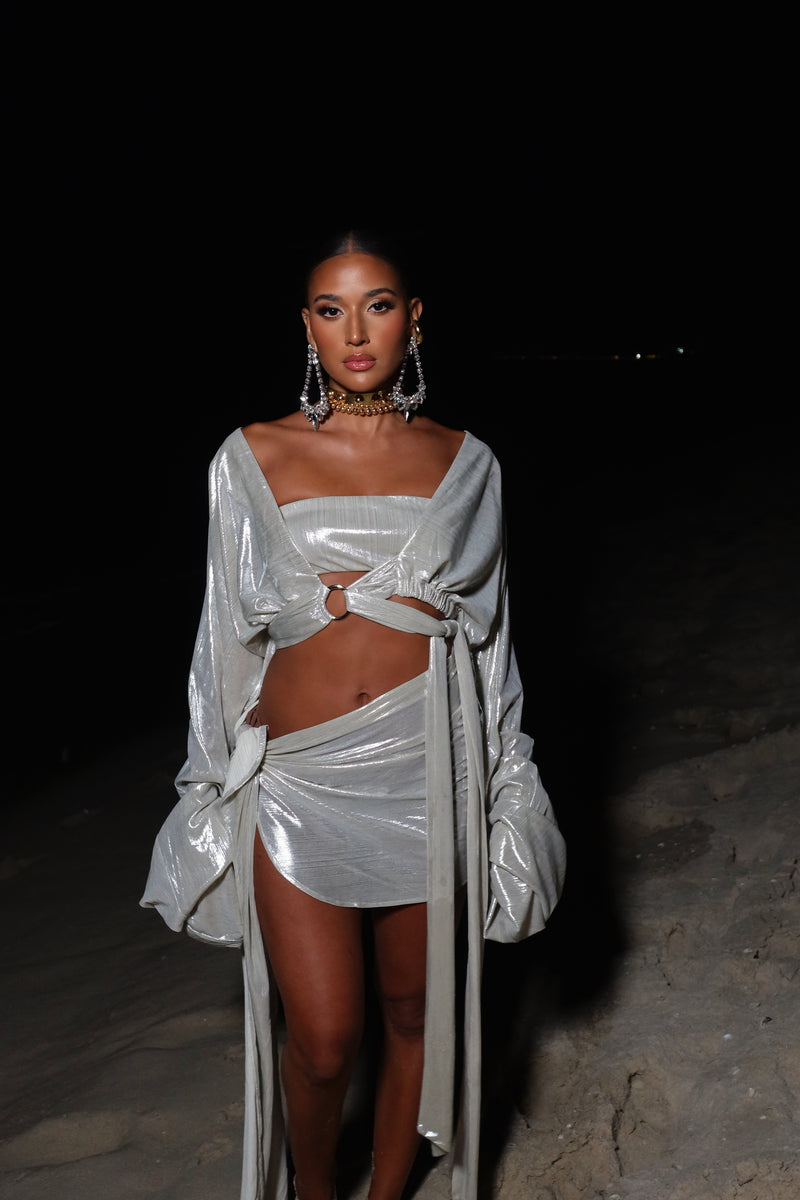 Malia Blouse Acqua Silver