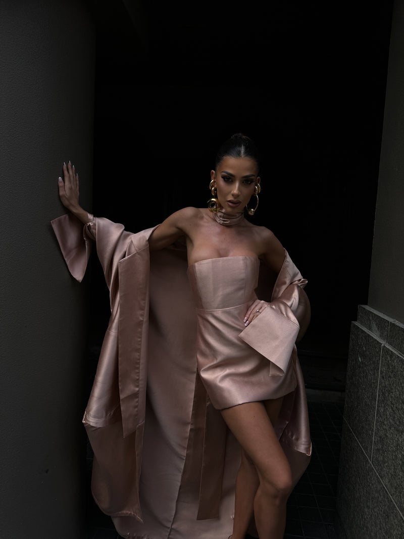 Andres Strapless Dress Rose Gold