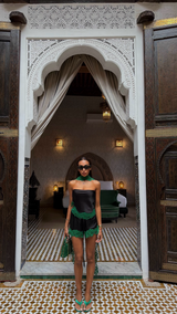 Rio Mini Shorts Black with Green Lace