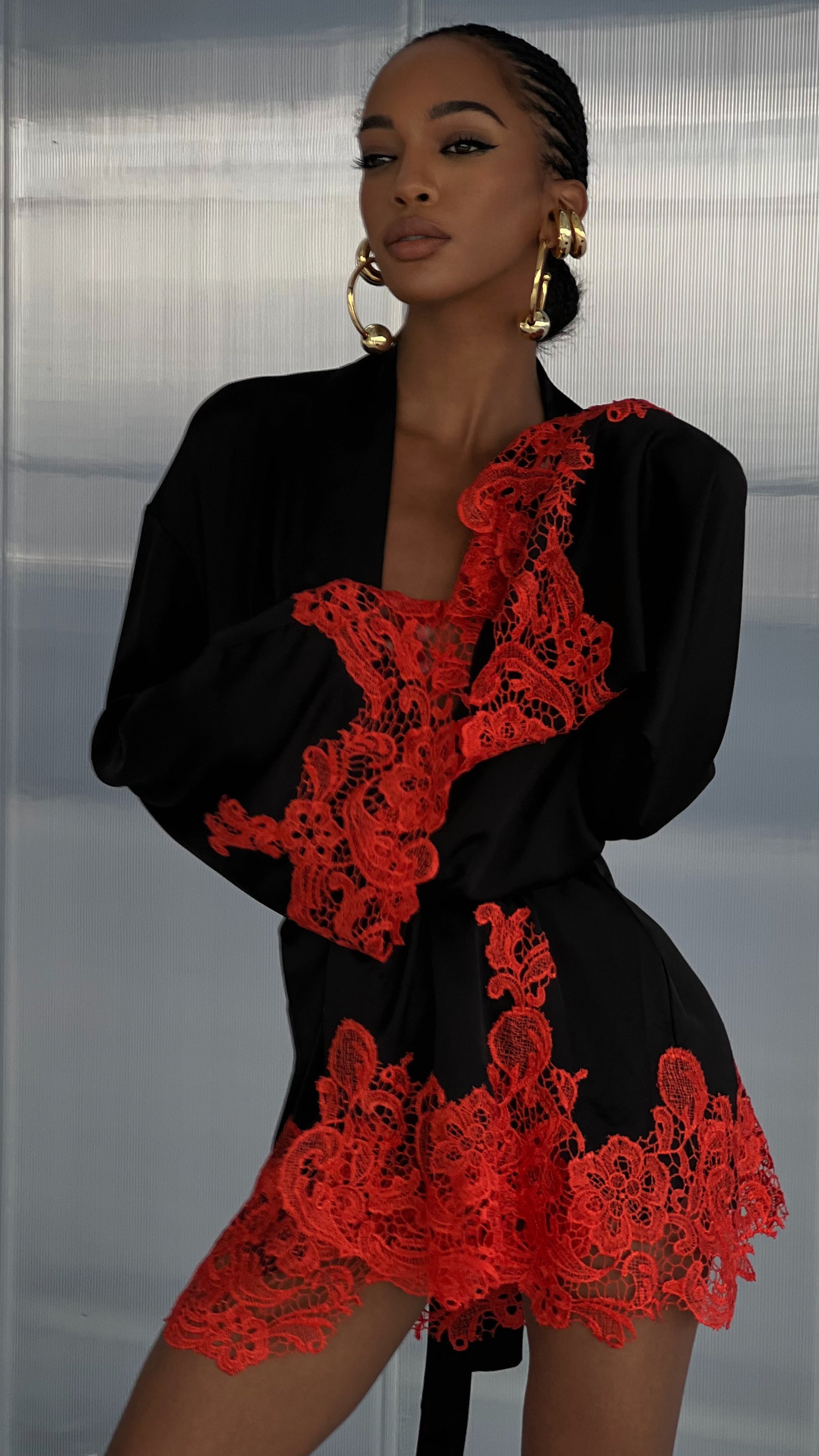 red and black lace dress with sleeves April Red and Black 2-in-1 Wedding Dress with Removable Skirt & Cape, Gothic Short Bridal Gown with Lace Bodice and Removable Skirt