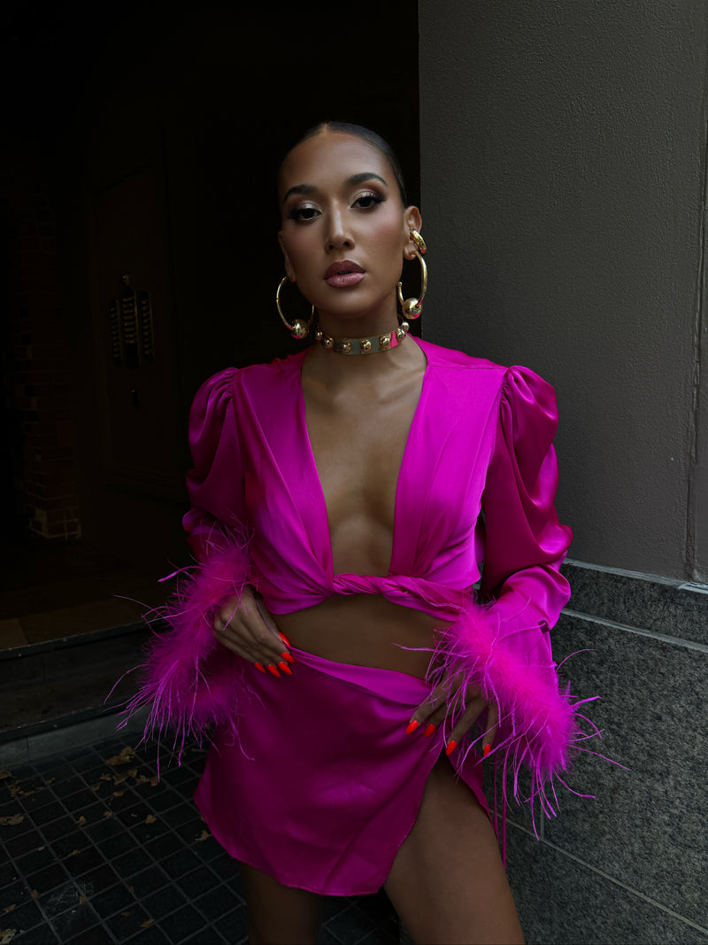 Tulum Feather Wrap Top Pink