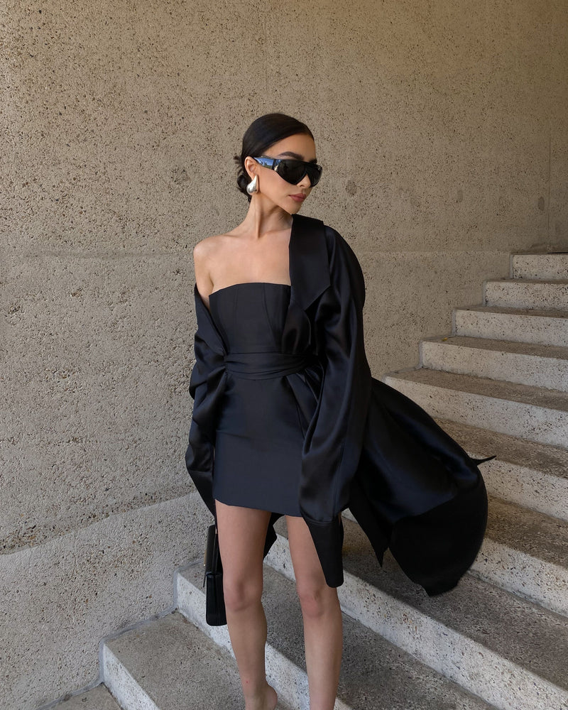 Andres Strapless Dress Black