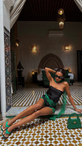 Florentina Blouse Black with Green Lace