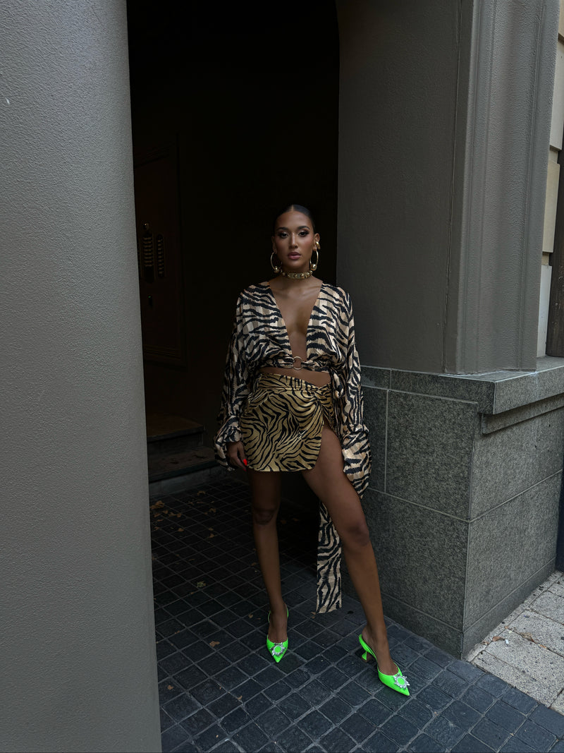 Tulum Mini Skirt Gold Zebra