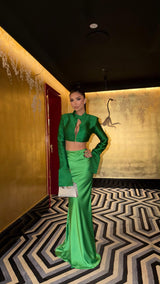 Femme Fatale Cropped Biker Jacket Green