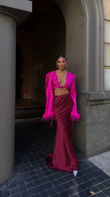 Tulum Feather Wrap Top Pink