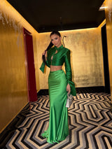 Femme Fatale Cropped Biker Jacket Green