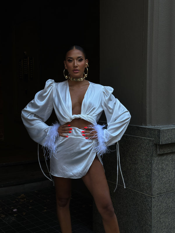 Tulum Mini Skirt Dove White