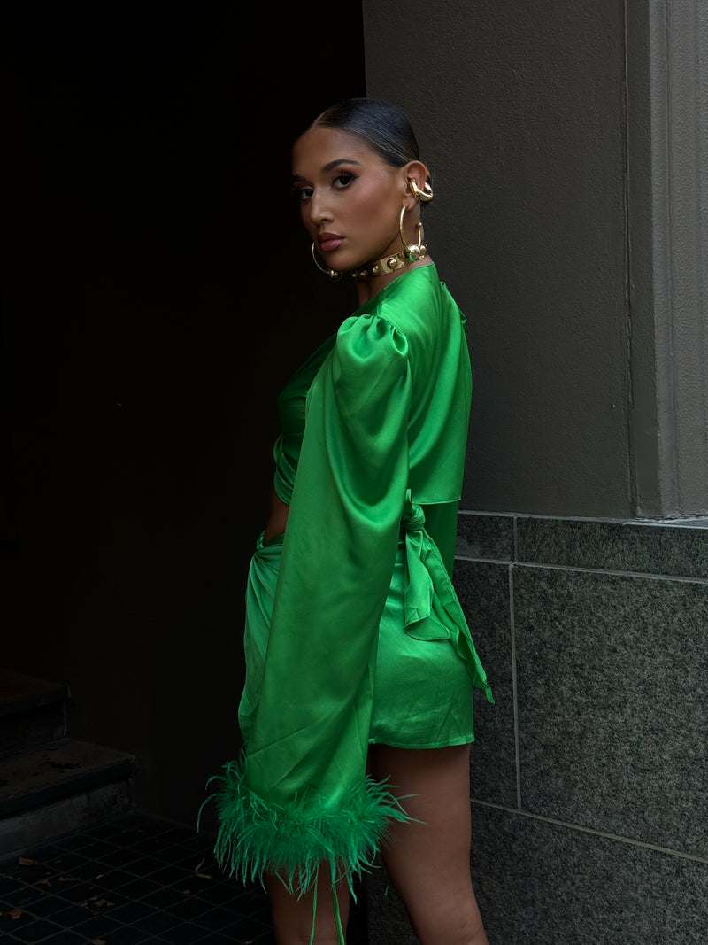Tulum Feather Wrap Top Peacock Top