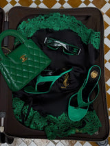 Florentina Blouse Black with Green Lace
