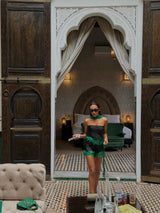 Rio Mini Shorts Black with Green Lace