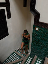 Rio Mini Shorts Black with Green Lace