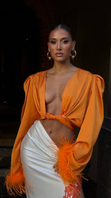 Tulum Feather Wrap Top Burnt Orange