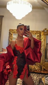 Rio Mini Dress Shiraz with Red Lace