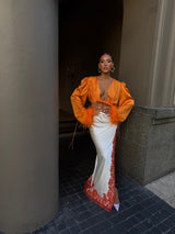 Rio Skirt Long Ivory And Orange Lace