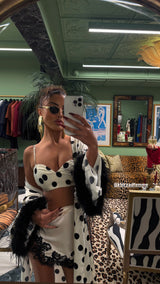 Rio Mini Skirt Ivory with Black Lace