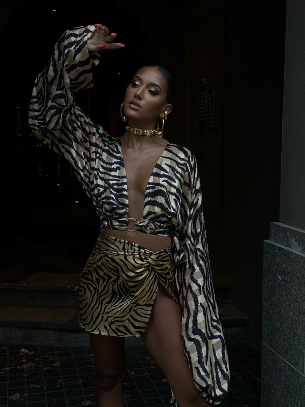 Tulum Mini Skirt Gold Zebra