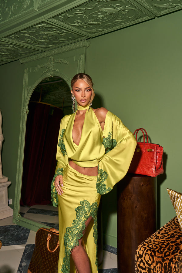 Rio Skirt Long Brazilian Yellow and Green Lace