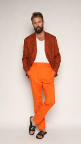 Gio High Waist Ghurka Trousers Orange Cotton