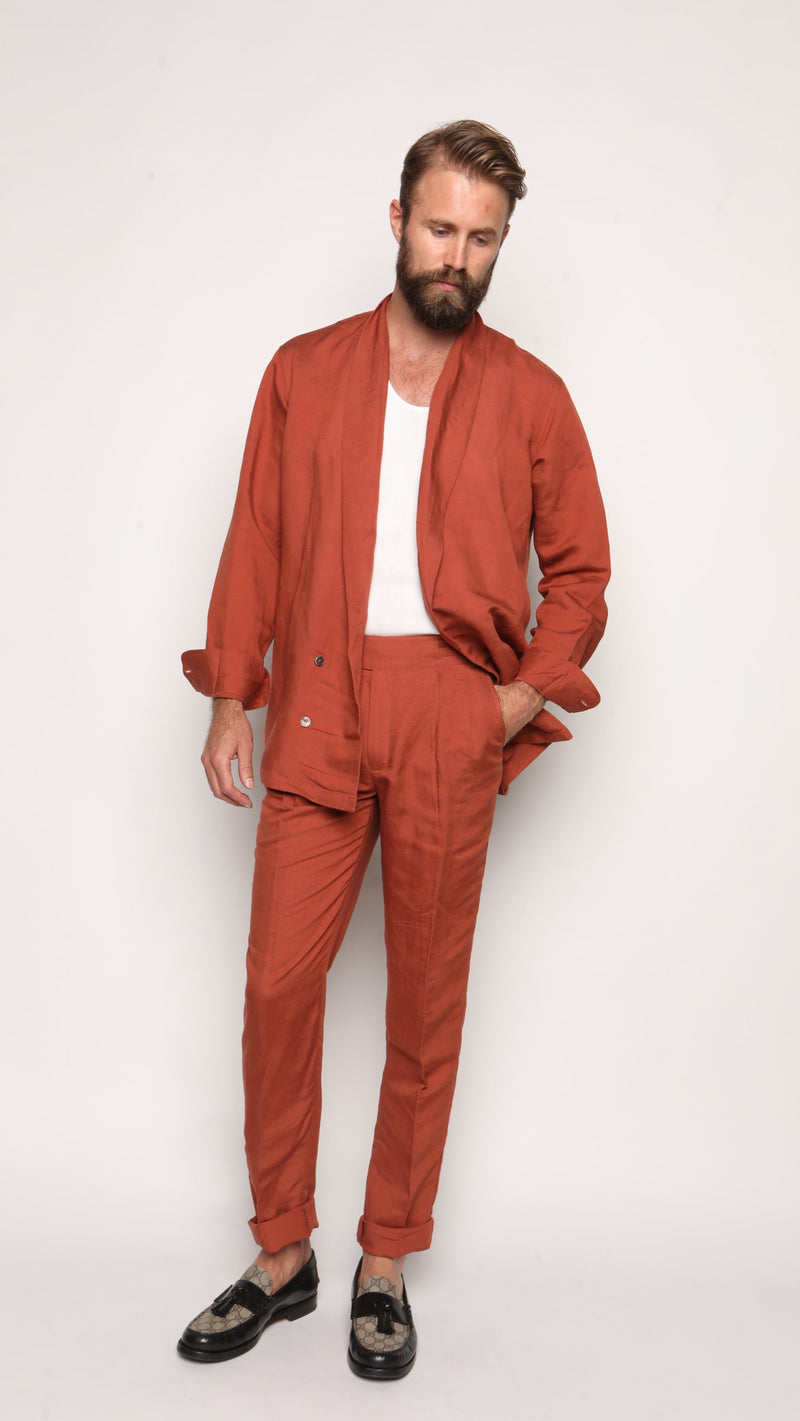 Gio High Waist Ghurka Trousers Terracotta