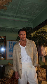 Safari Jacket Camel Beige Linen