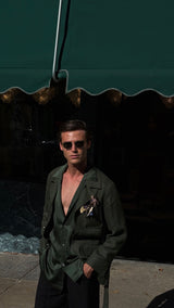 Safari Jacket Forrest Green Linen