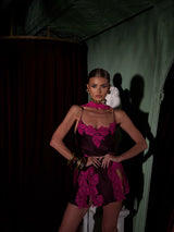 Rio Mini Dress Shiraz with Pink Lace