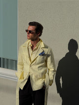Luca Safari Linen Shirt with French Collar Sorbet Yellow