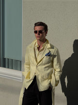 Luca Safari Linen Shirt with French Collar Sorbet Yellow