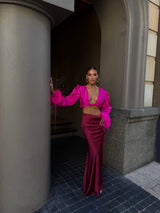 Tulum Feather Wrap Top Pink