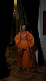 Rio Robe Long Orange with Orange Lace