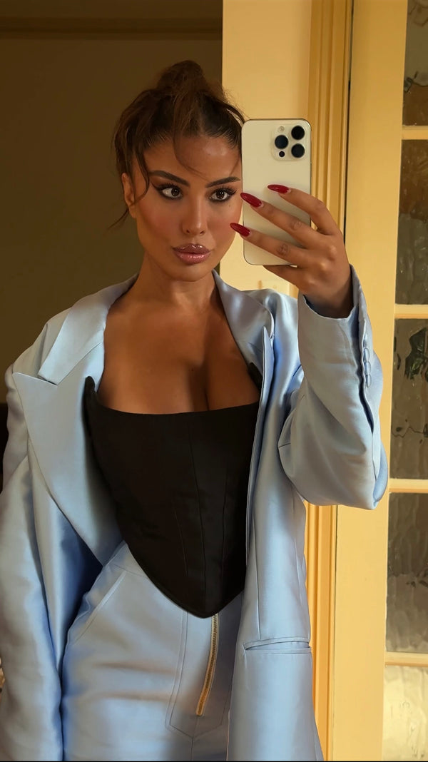 Femme Fatale Mini Zip Skirt Baby Blue