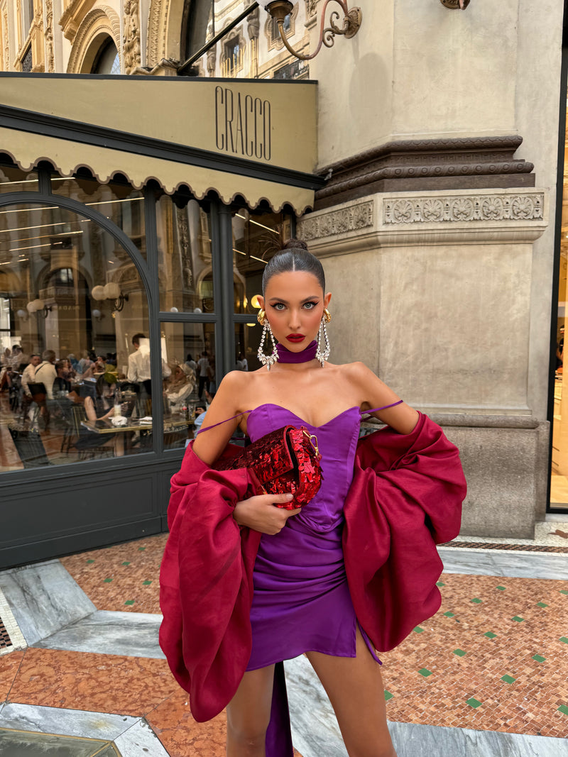 Roma Ruched Mini Dress Purple
