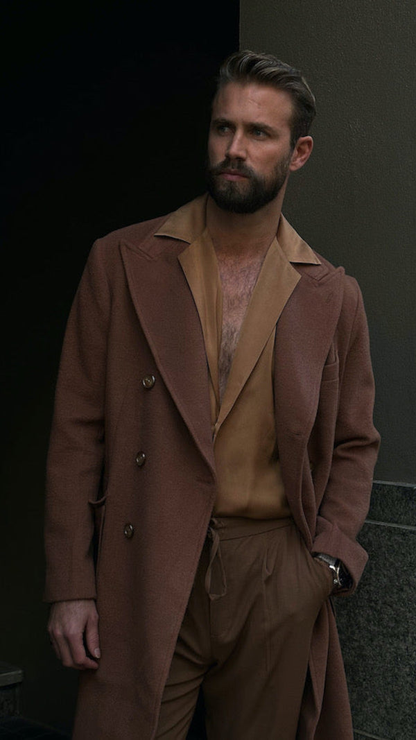 Nico Double-Breasted Wool and Cashmere Coat in Camel