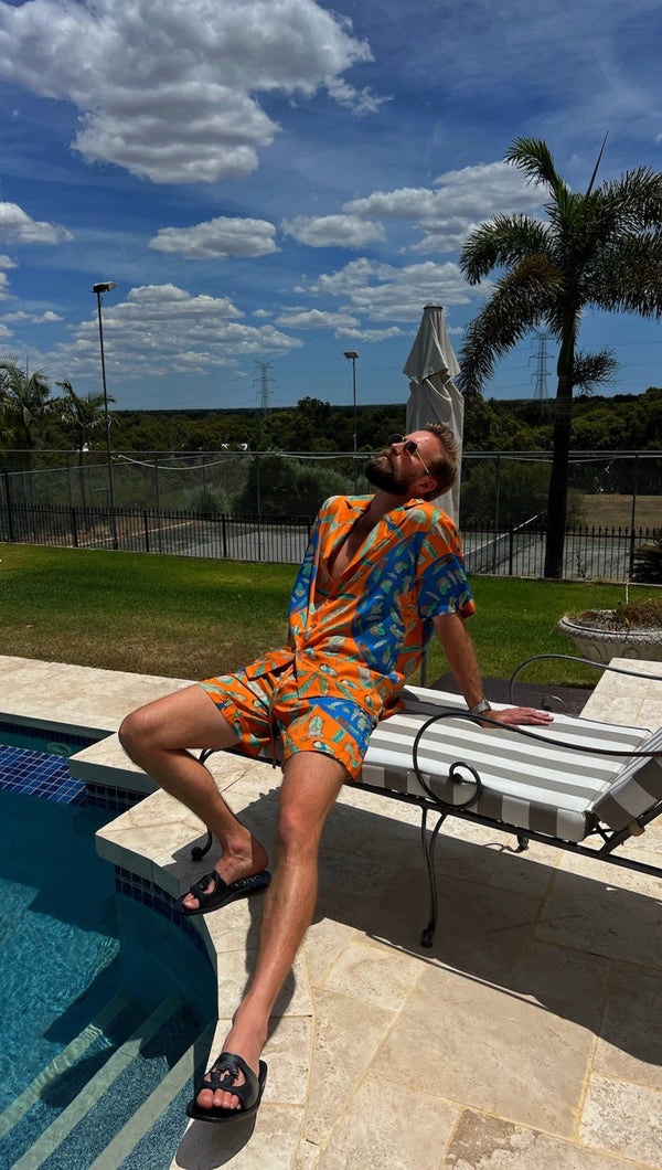 Miami Silk Shorts Orange Feather