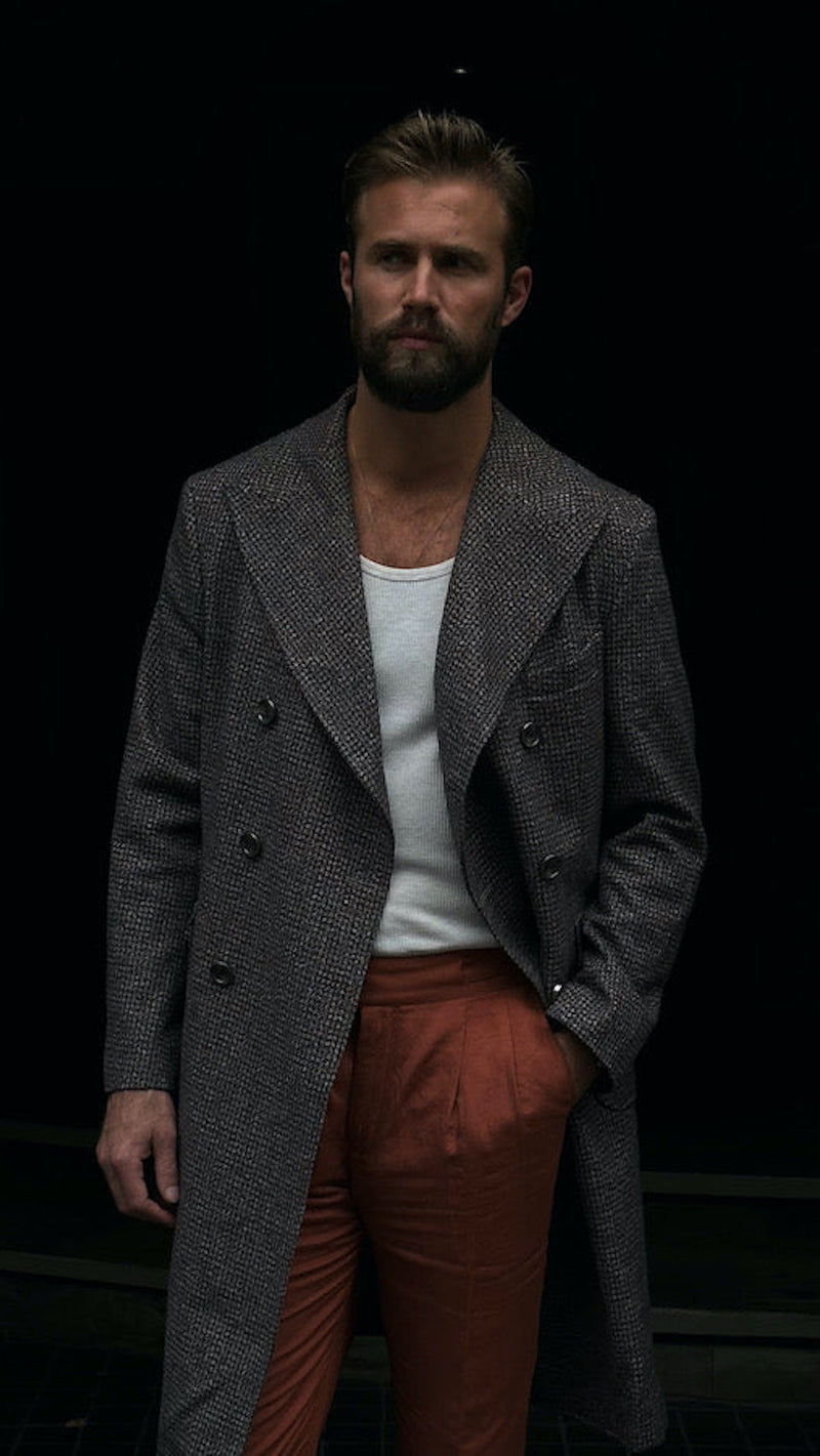 Nico Double-Breasted Wool and Cashmere Coat in Houndstooth