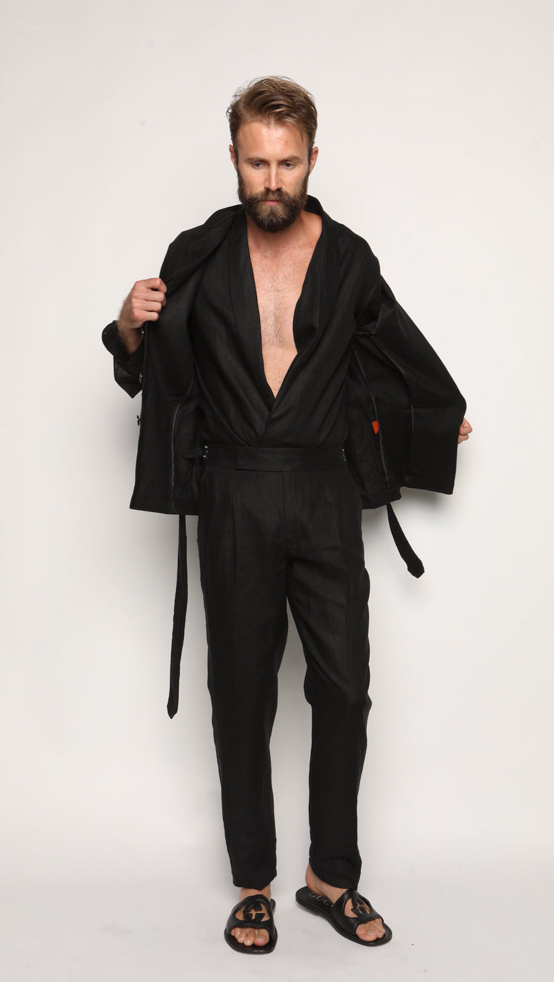 Safari Jacket Black Linen