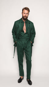 Safari Jacket Peacock Green Linen