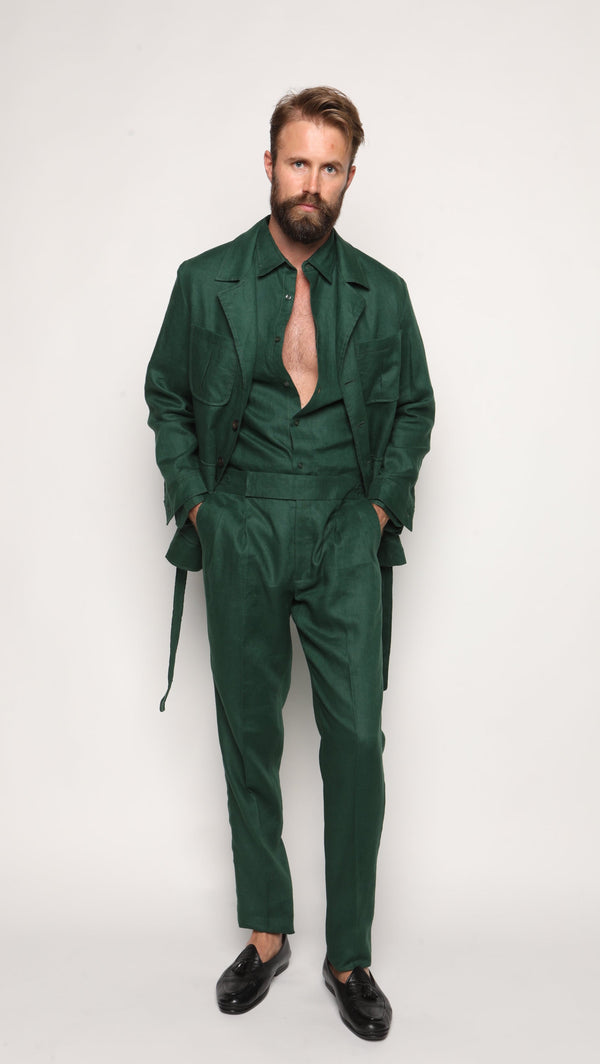 Safari Jacket Peacock Green Linen