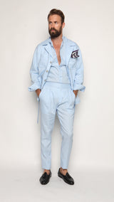 Safari Jacket Baby Blue Linen
