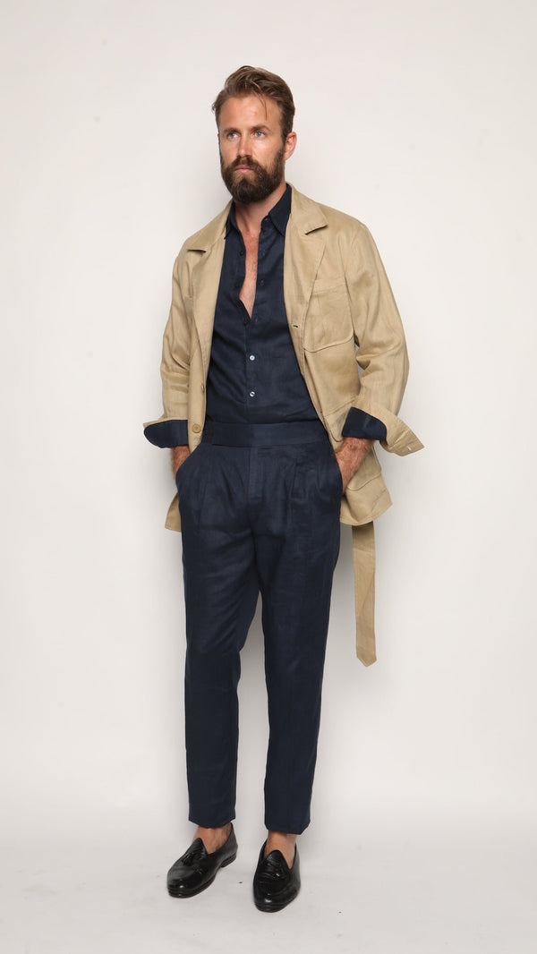 Safari Jacket Camel Beige Linen