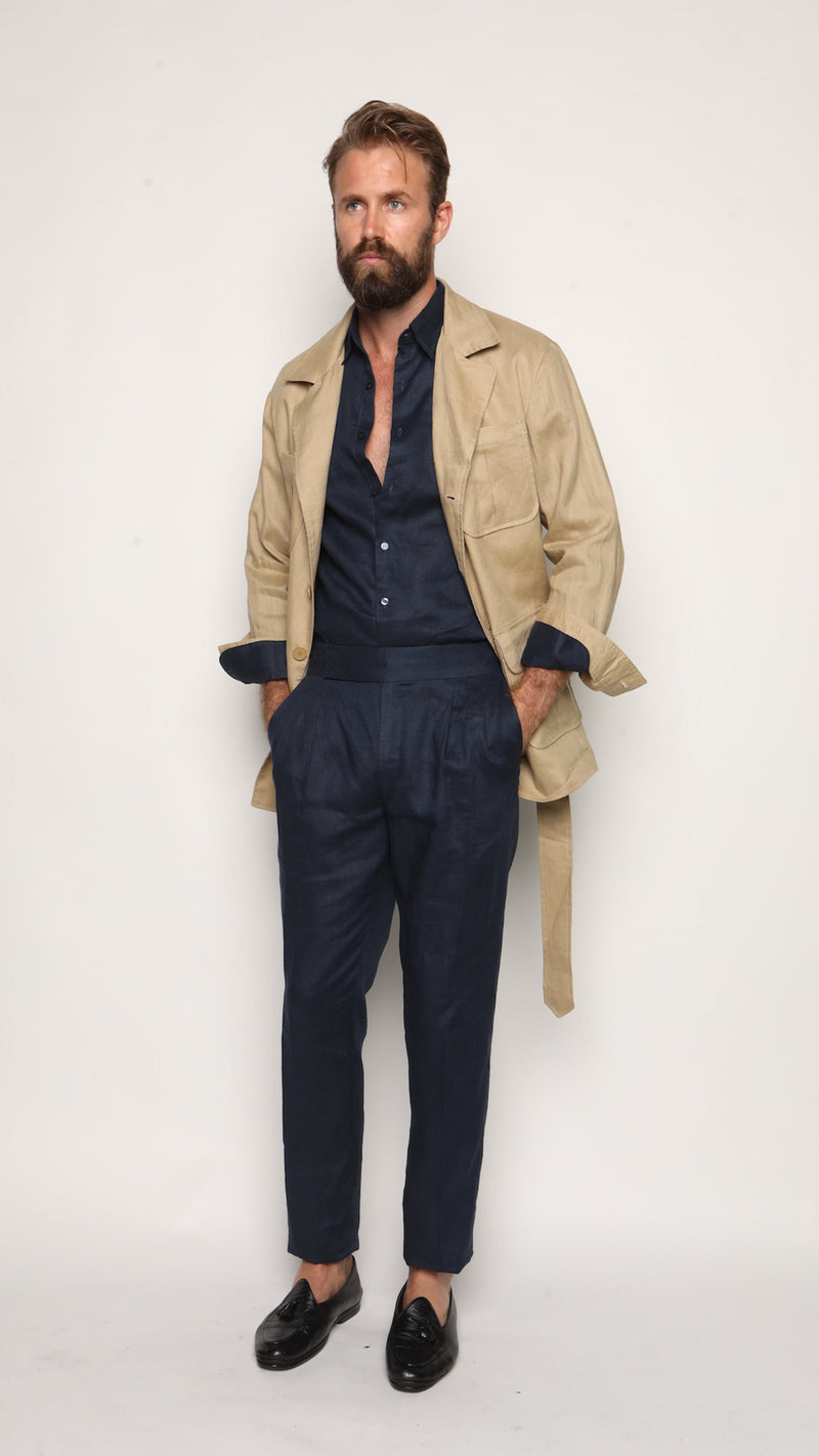 Safari Jacket Camel Beige Linen