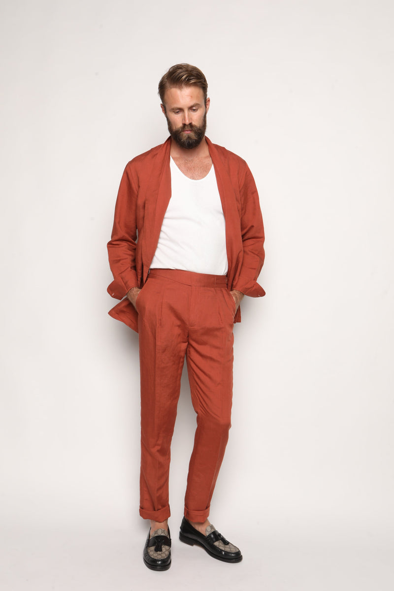 Gio High Waist Ghurka Trousers Terracotta