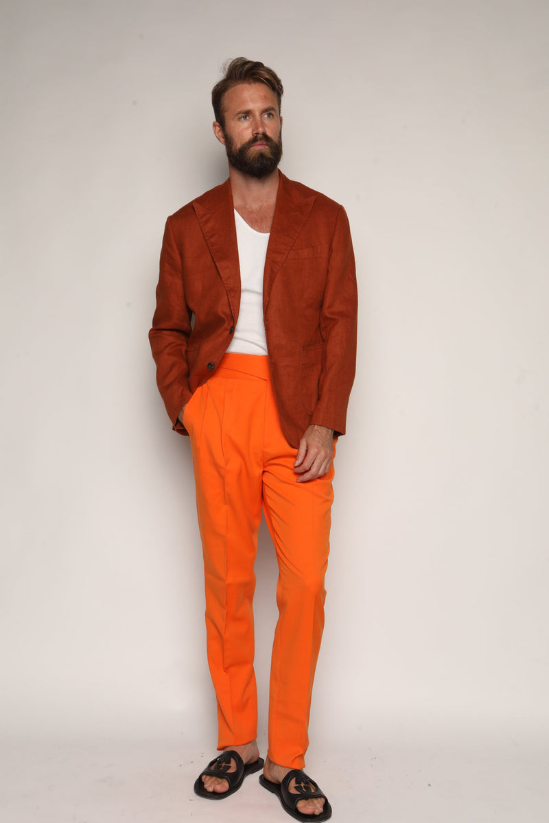 Gio High Waist Ghurka Trousers Orange Cotton