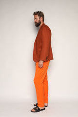 Gio High Waist Ghurka Trousers Orange Cotton