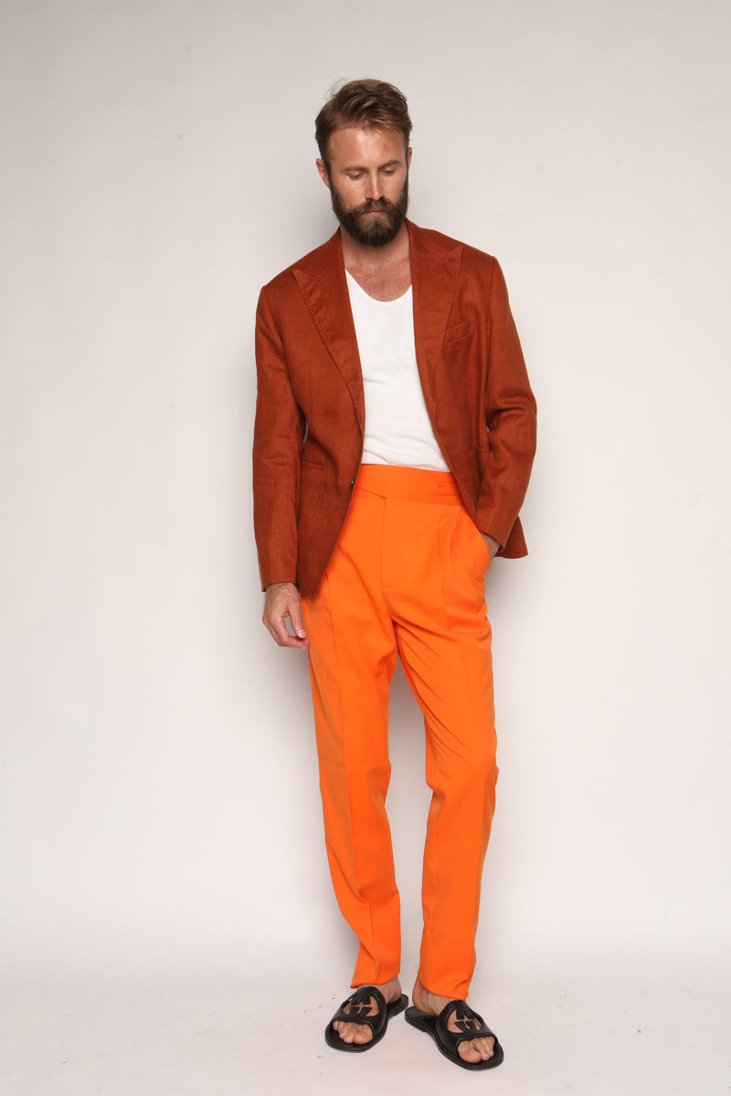 Gio High Waist Ghurka Trousers Orange Cotton